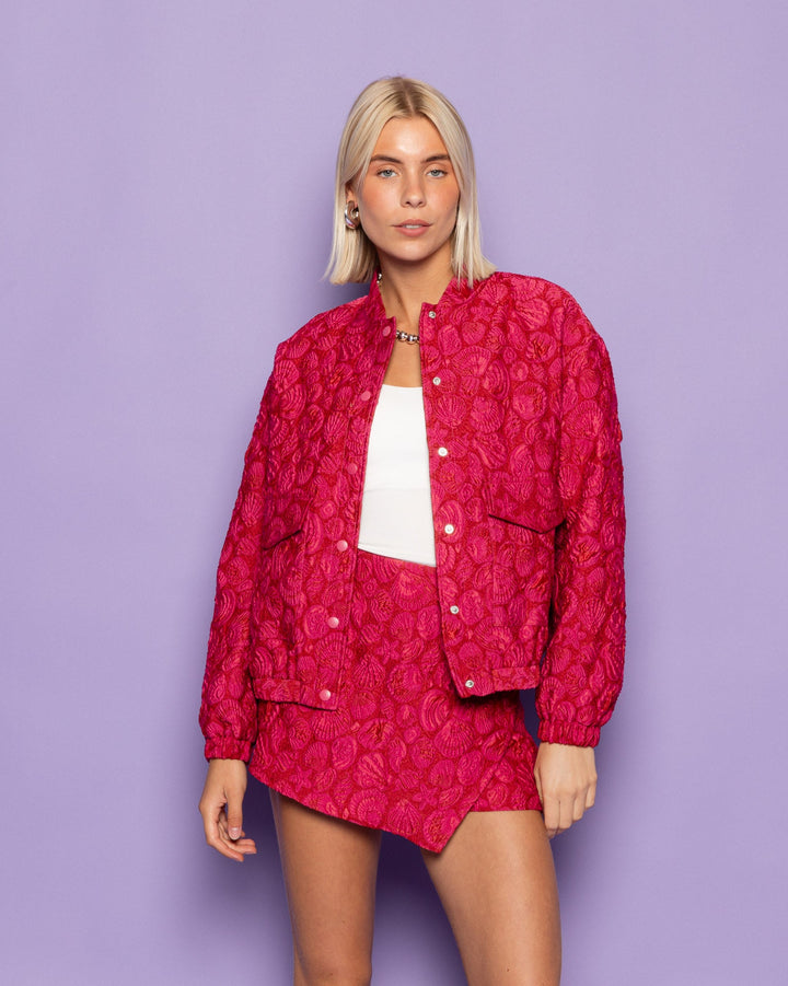 BOMBER JACQUARD ROUGE