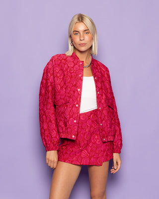 BOMBER JACQUARD ROUGE