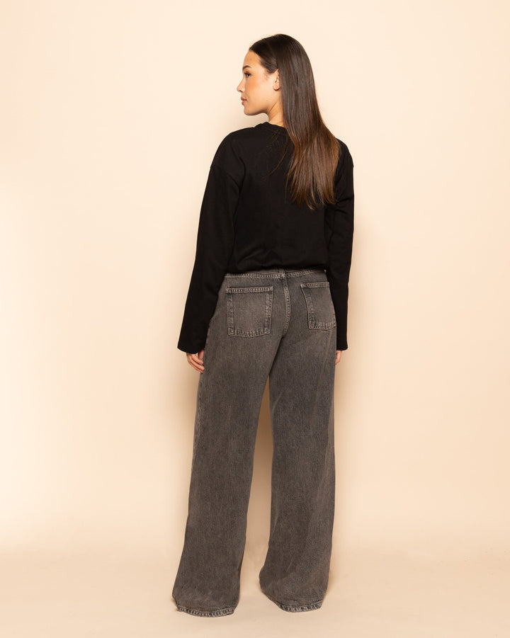 T-SHIRT OVERSIZE À MANCHES LONGUES BASIQUE NOIR