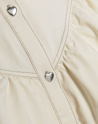 BLOUSE EN DENIM À VOLANTS CRÈME