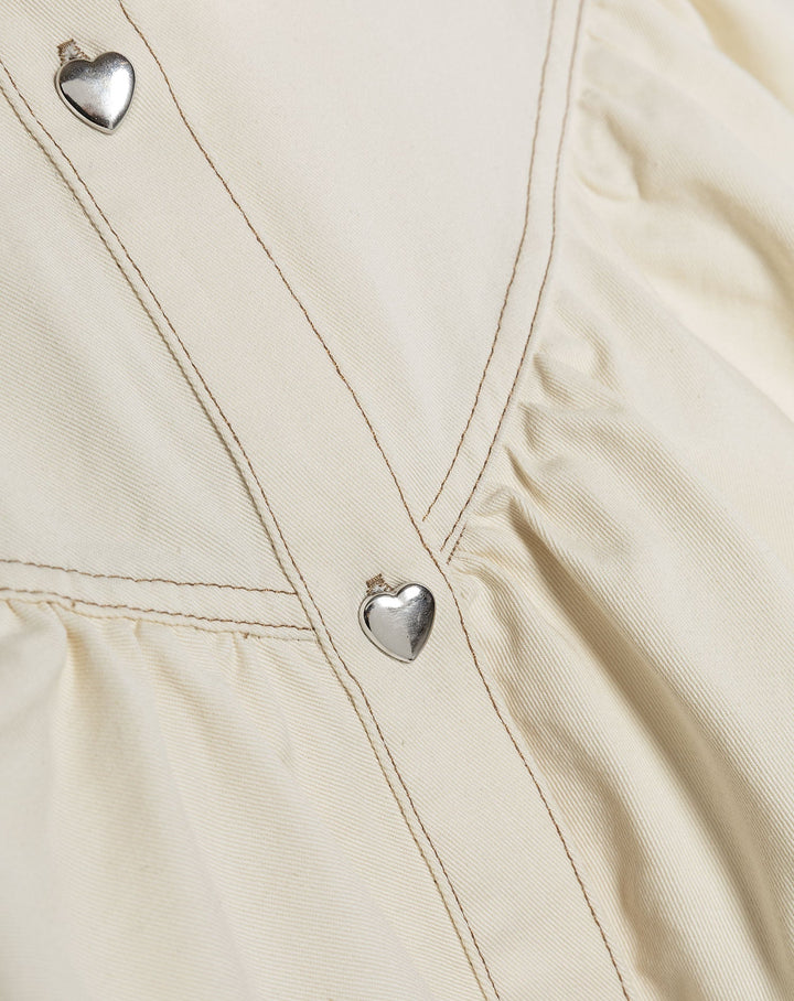 BLOUSE EN DENIM À VOLANTS CRÈME