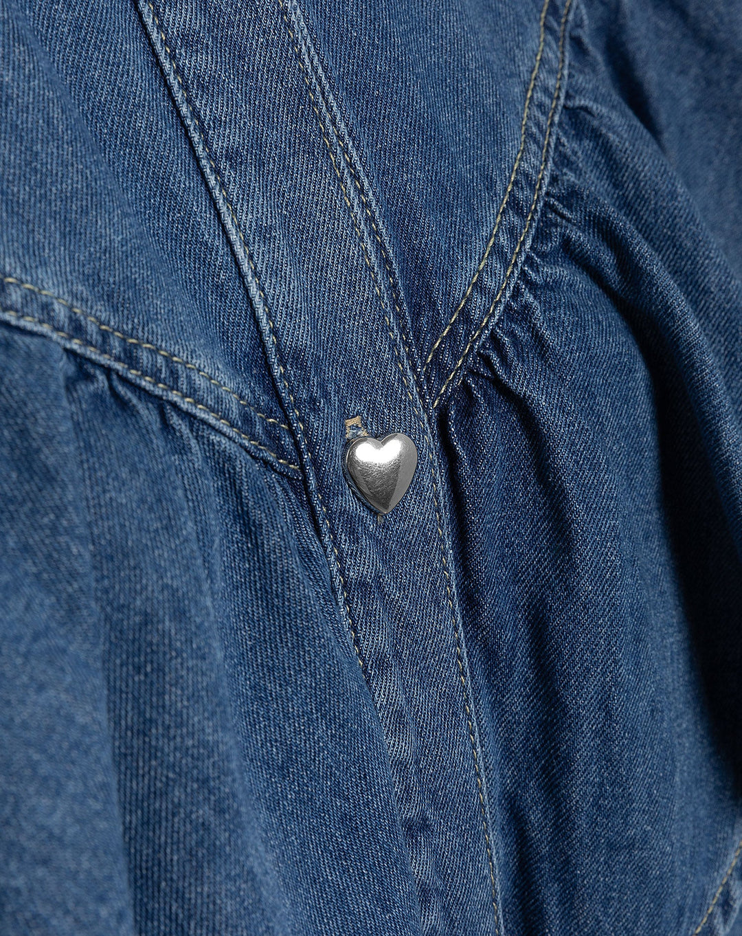 BLOUSE EN DENIM RUFFLE BLEU MI