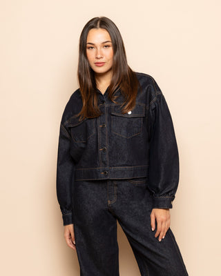 VESTE BALLOON EN DENIM BLEU FONCÉ