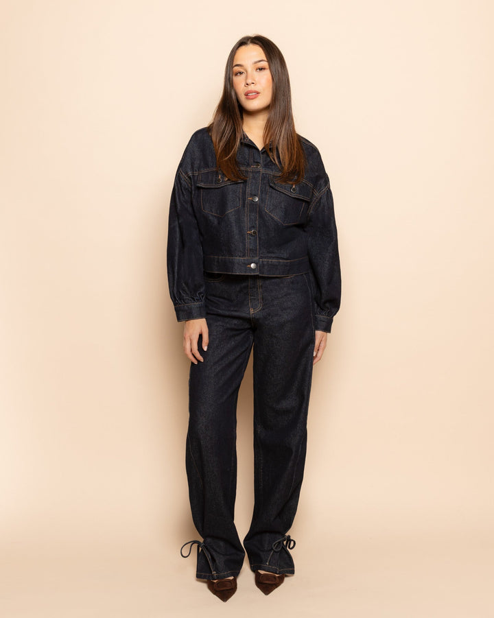 VESTE BALLOON EN DENIM BLEU FONCÉ
