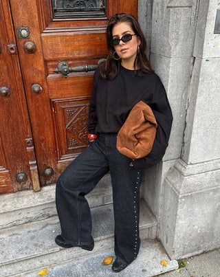 T-SHIRT OVERSIZE À MANCHES LONGUES BASIQUE NOIR