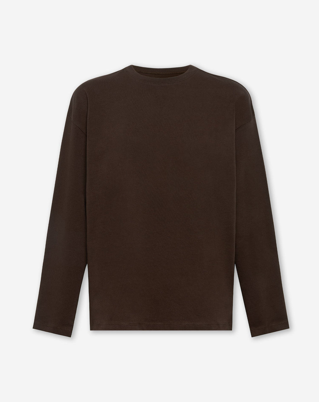 T-SHIRT OVERSIZE À MANCHES LONGUES BASIQUE MARRON FONCÉ