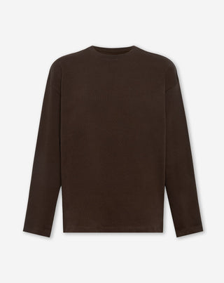 T-SHIRT OVERSIZE À MANCHES LONGUES BASIQUE MARRON FONCÉ