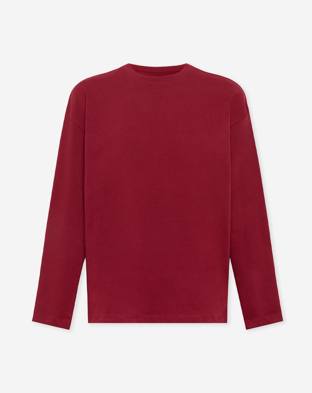T-SHIRT OVERSIZE À MANCHES LONGUES BASIQUE ROUGE FONCÉ