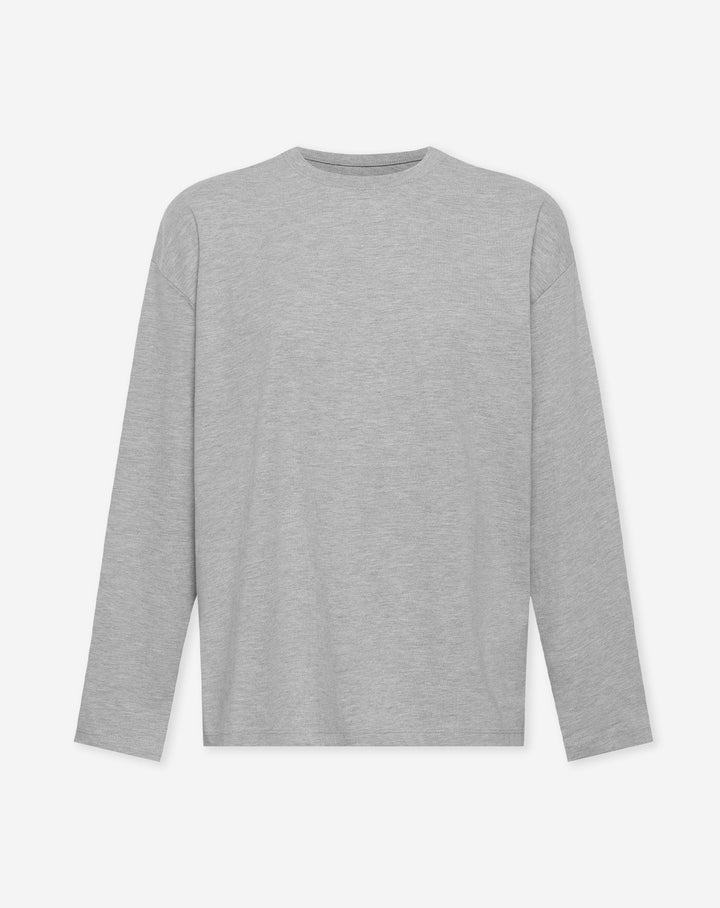 T-SHIRT OVERSIZE À MANCHES LONGUES DE BASE GRIS MÉLANGE