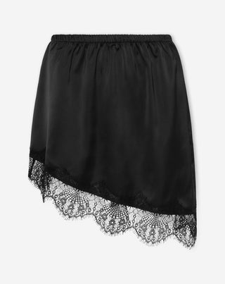 JUPE EN SATIN ASYMÉTRIQUE NOIRE