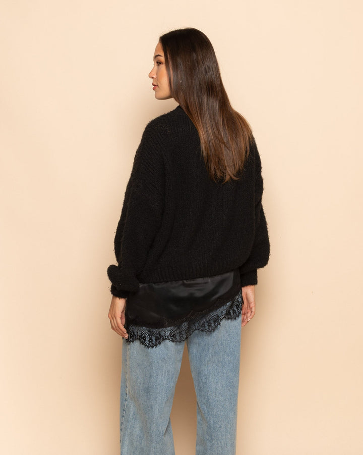 JUPE EN SATIN ASYMÉTRIQUE NOIRE