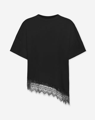 T-SHIRT OVERSIZE À BORD EN LACE NOIR