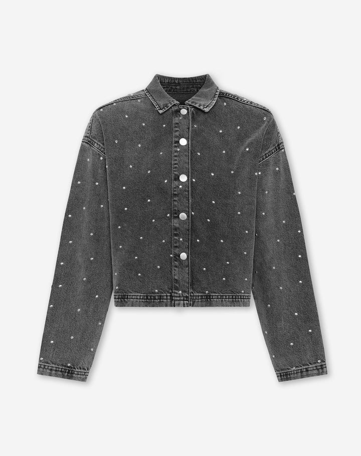 VESTE EN DENIM À STUDS GRIS
