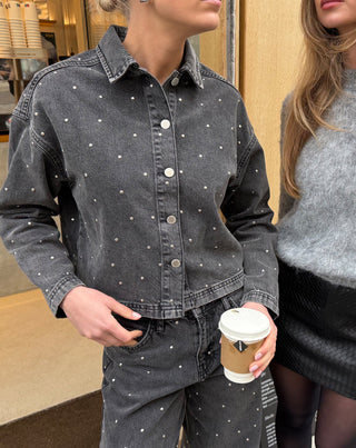VESTE EN DENIM À STUDS GRIS