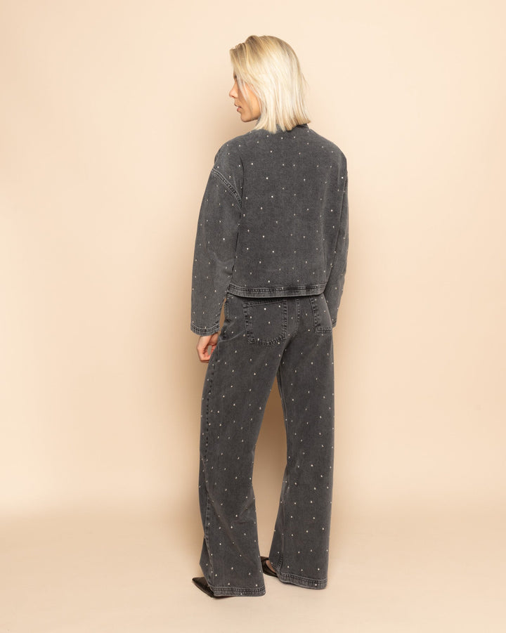 VESTE EN DENIM À STUDS GRIS