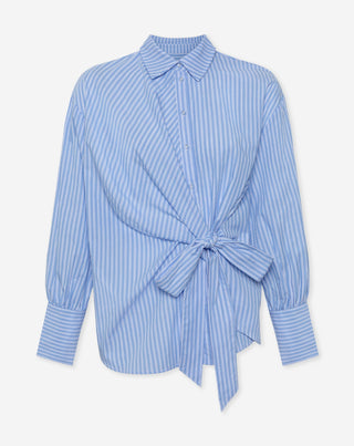 BLOUSE OVERSIZED EN WRAP SALLY À RAYURES BLEUES