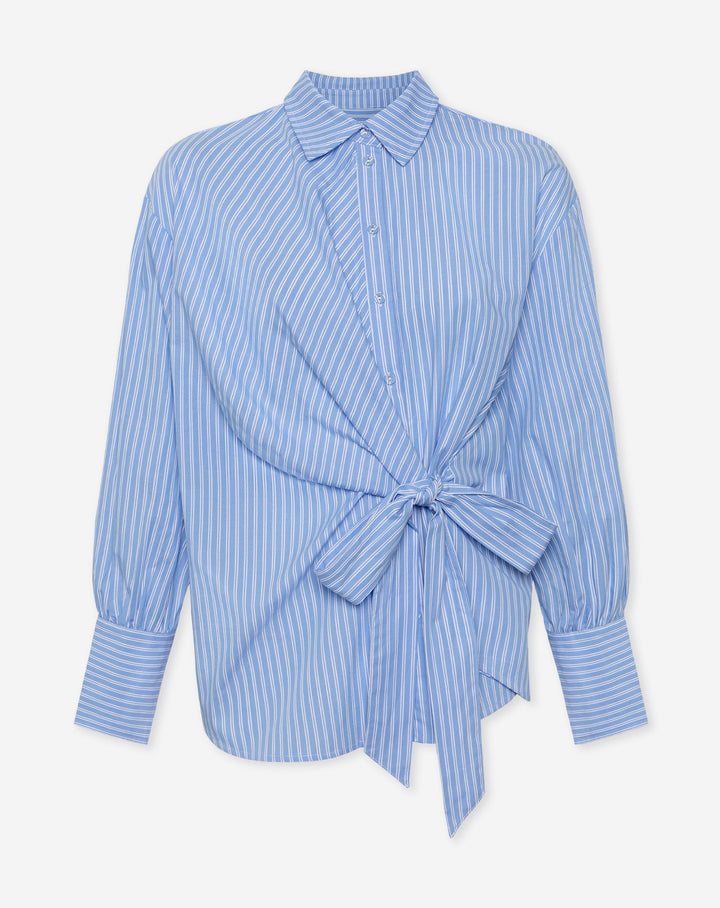 BLOUSE OVERSIZED EN WRAP SALLY À RAYURES BLEUES