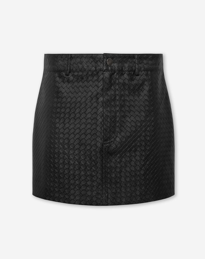 JUPE EN CUIR TRESSÉ FAUX LIRA NOIRE