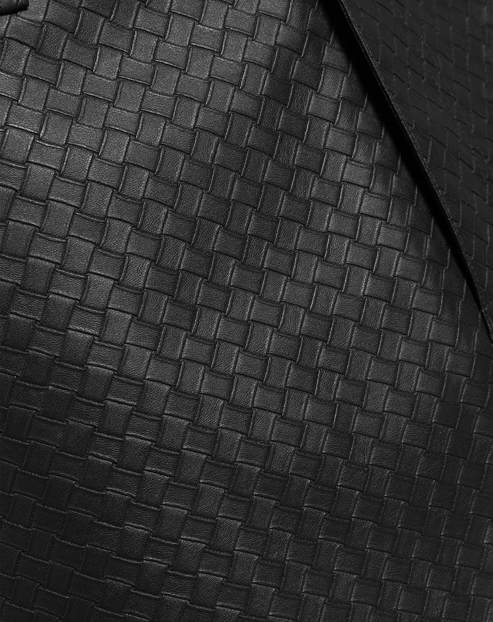 JUPE EN CUIR TRESSÉ FAUX LIRA NOIRE