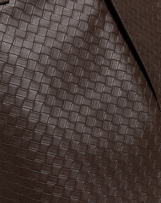 JUPE EN CUIR TRESSÉ FAUX LIRA BRUN