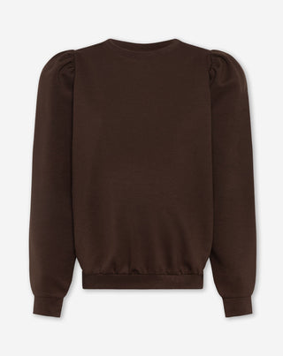 SWEATER MATERNITÉ À MANCHES BALLON SCUBA BRUN