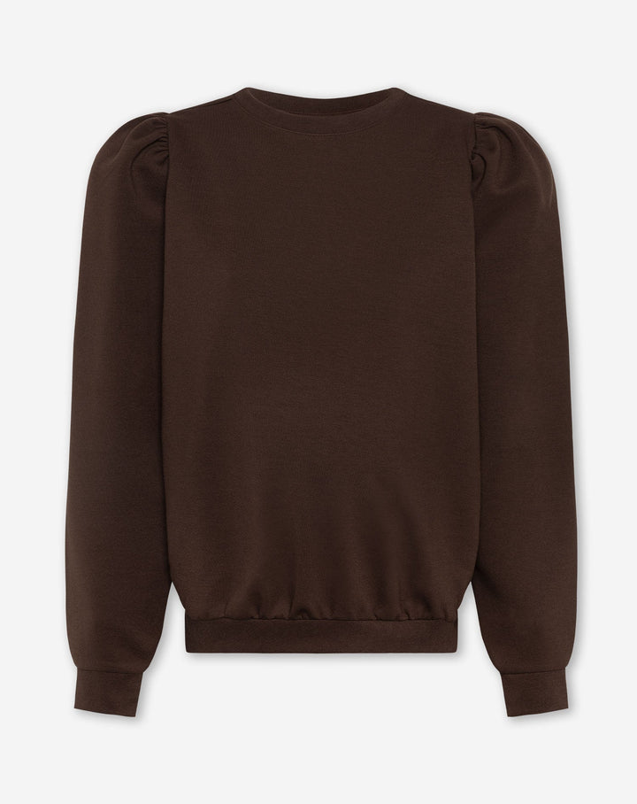 SWEATER MATERNITÉ À MANCHES BALLON SCUBA BRUN