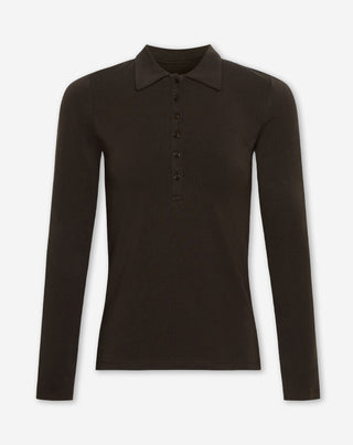 POLO JERSEY AJUSTÉ MARRON FONCÉ