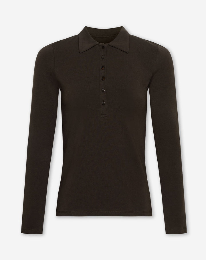 POLO JERSEY AJUSTÉ MARRON FONCÉ