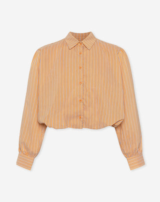 BLOUSE À HEM BULLE RAYÉE ORANGE