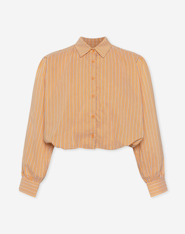 BLOUSE À HEM BULLE RAYÉE ORANGE