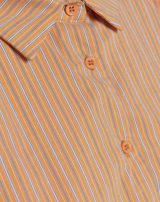 BLOUSE À HEM BULLE RAYÉE ORANGE