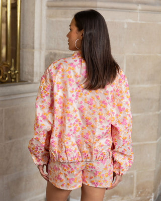 BOMBER JACQUARD FLEURI ORANGE ROSE