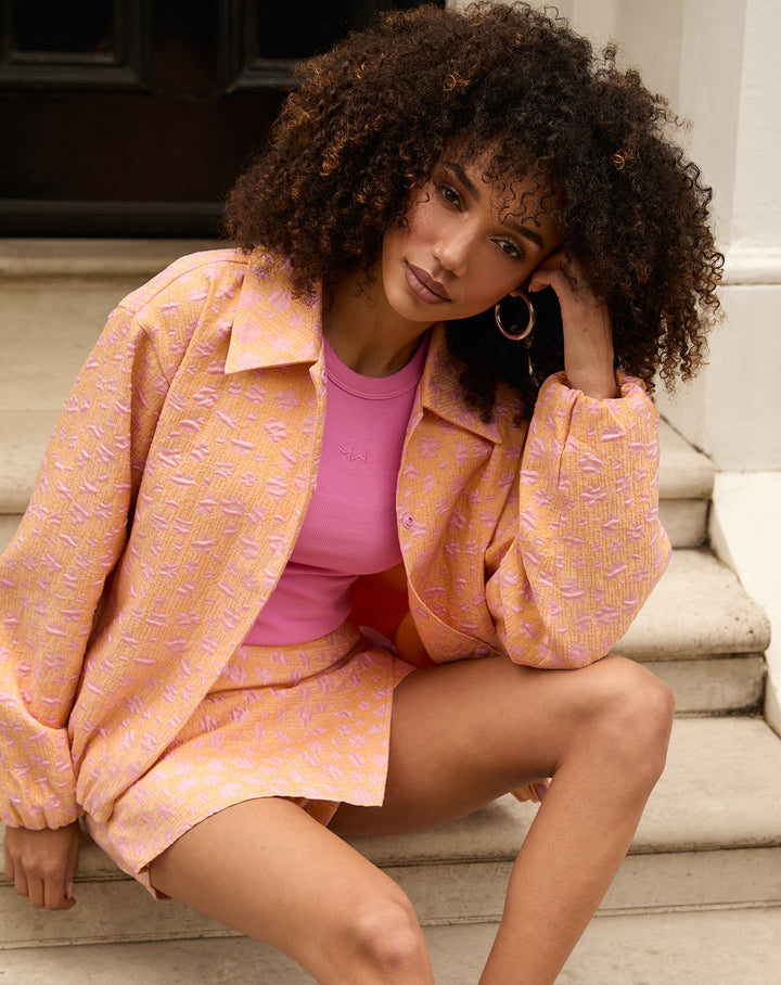 BOMBER JACQUARD FLEURS BRYCE ORANGE ROSE