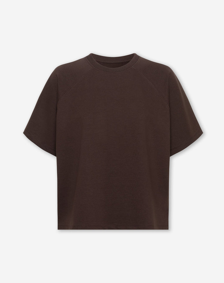 HAUT EN SWEAT À MANCHES COURTES RAGLAN BRUN