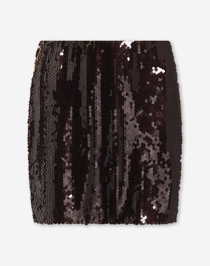 JUPE À PAILLETTES BRUNE