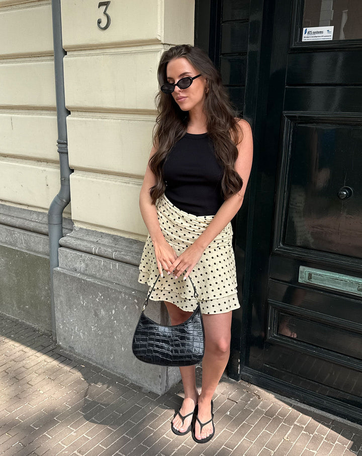 JUPE RENA JAUNE BEURRE À POIS