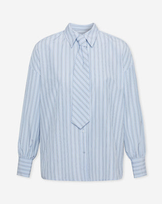 BLOUSE OVERSIZE AVEC NŒUD STRIPE BLEU