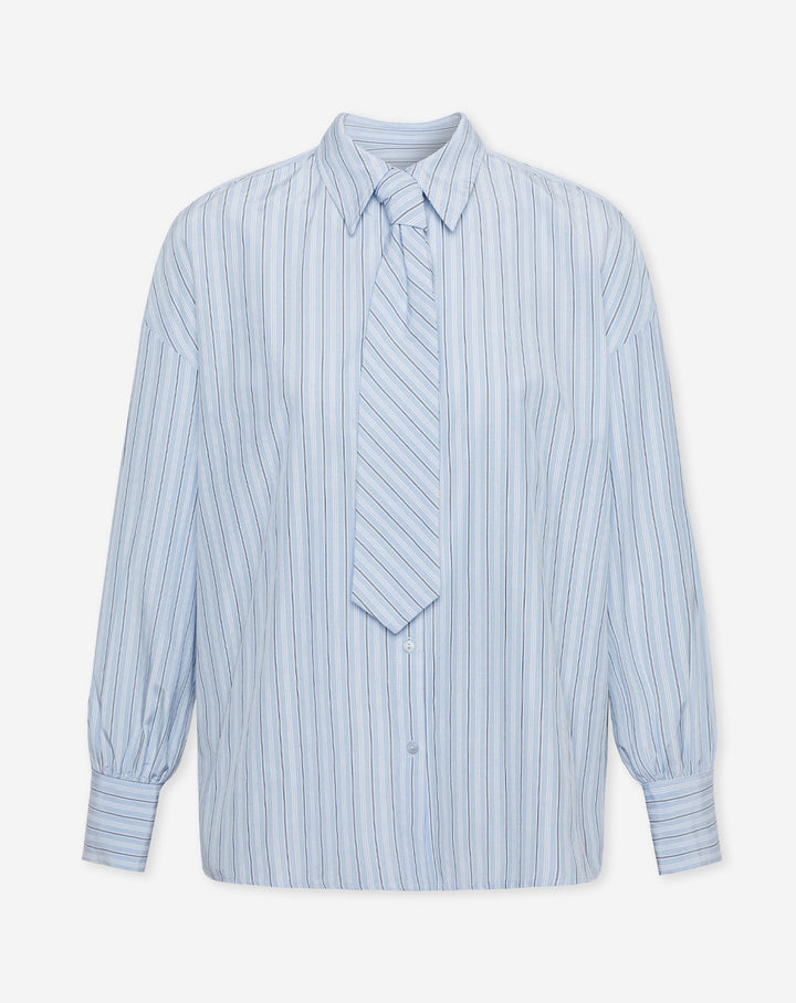 BLOUSE OVERSIZE AVEC NŒUD STRIPE BLEU