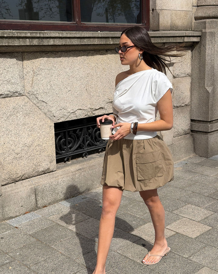 JUPE À OURLET BUBBLE KHAKI MAUI