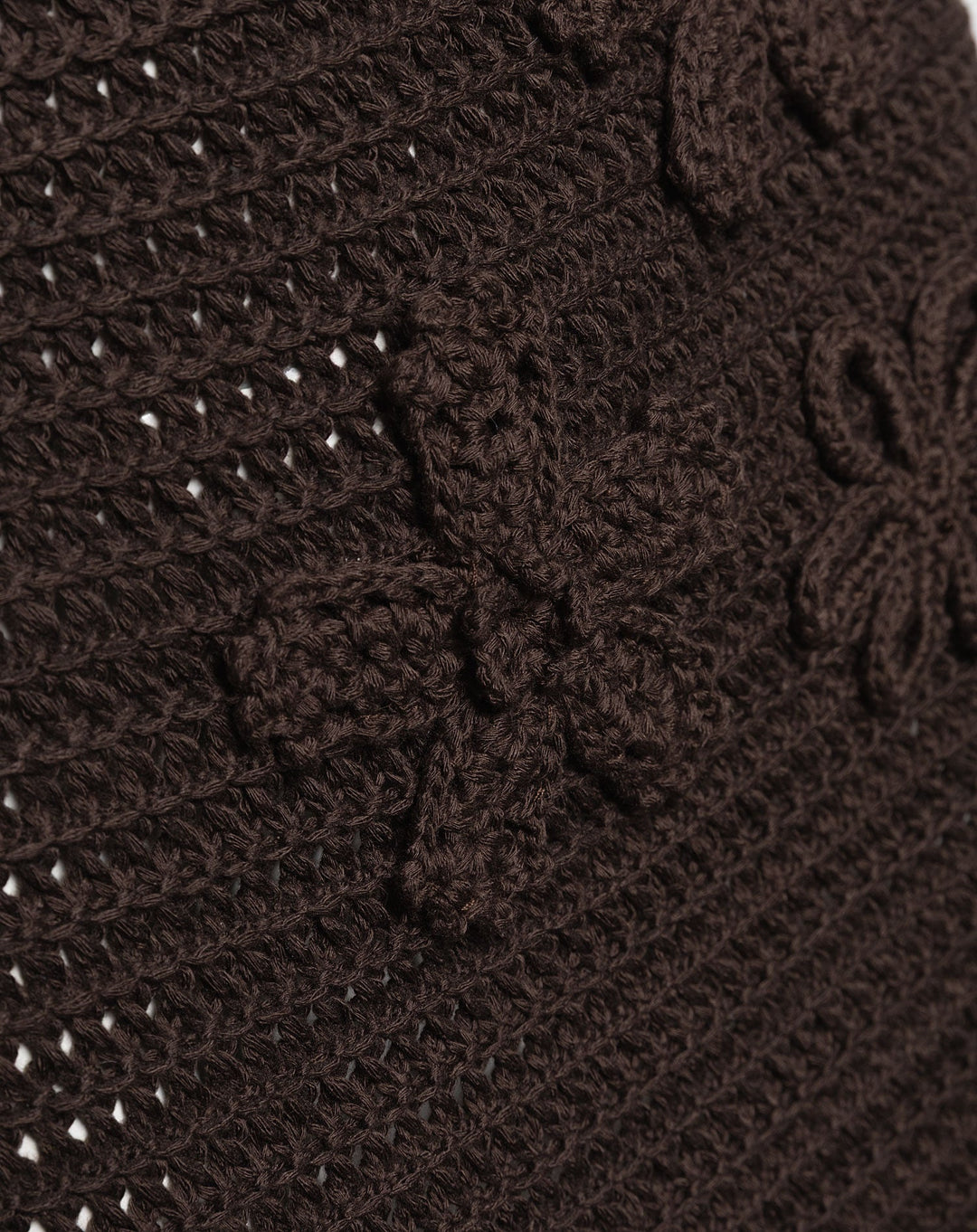 JUPE EN CROCHET FLEUR BRUN