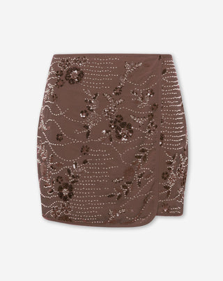 JUPE À PAILLETTES FLEUR FEMME BRUNE