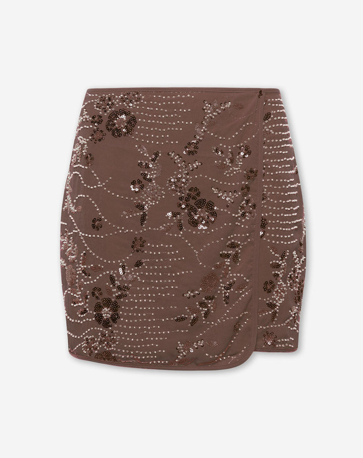 JUPE À PAILLETTES FLEUR FEMME BRUNE