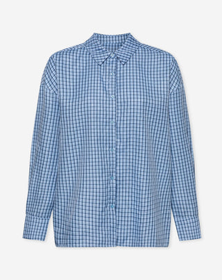 BLOUSE OVERSIZED À CARREAUX BLEUE