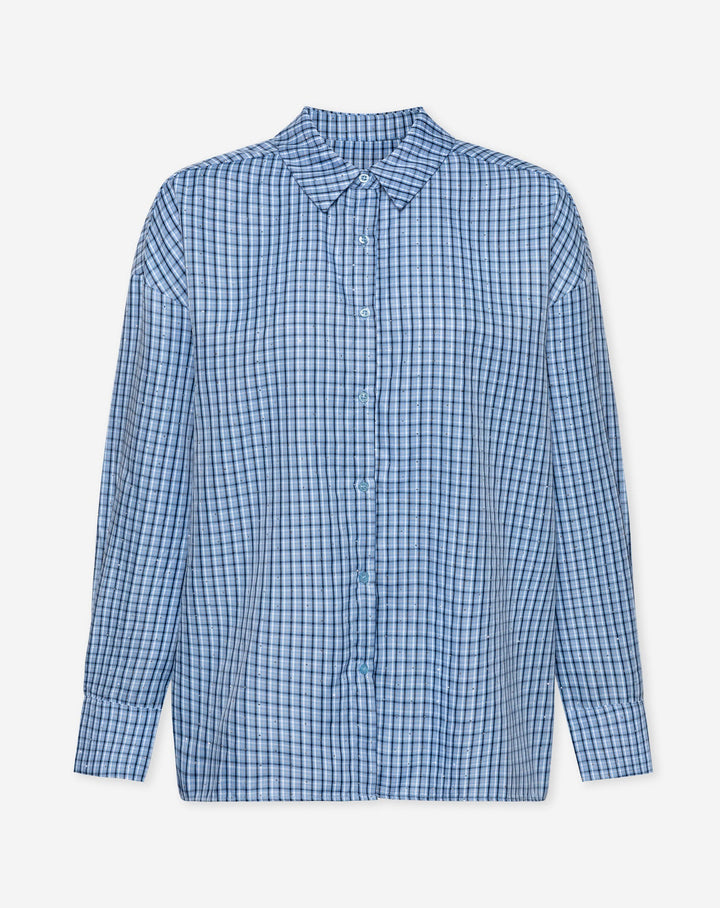 BLOUSE OVERSIZED À CARREAUX BLEUE
