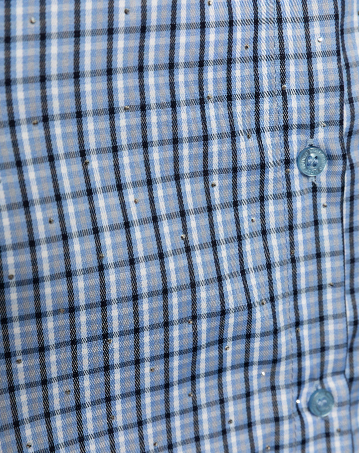 BLOUSE OVERSIZED À CARREAUX BLEUE