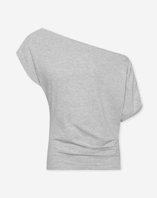 TOP PLISÉ À ÉPAULES DÉNUDÉES GRIS MÉLANGE