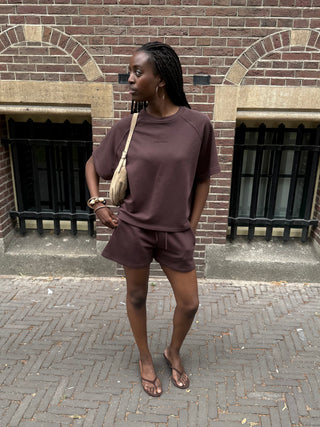 SWEAT TOP MACE RAGLAN À MANCHES COURTES BRUN