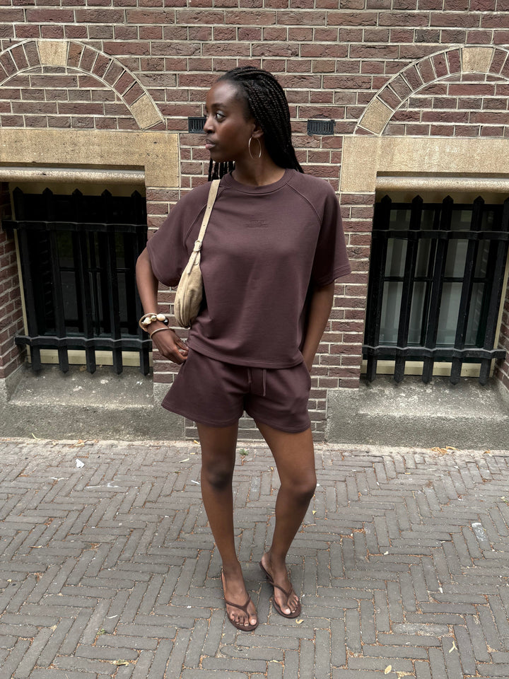SWEAT TOP MACE RAGLAN À MANCHES COURTES BRUN