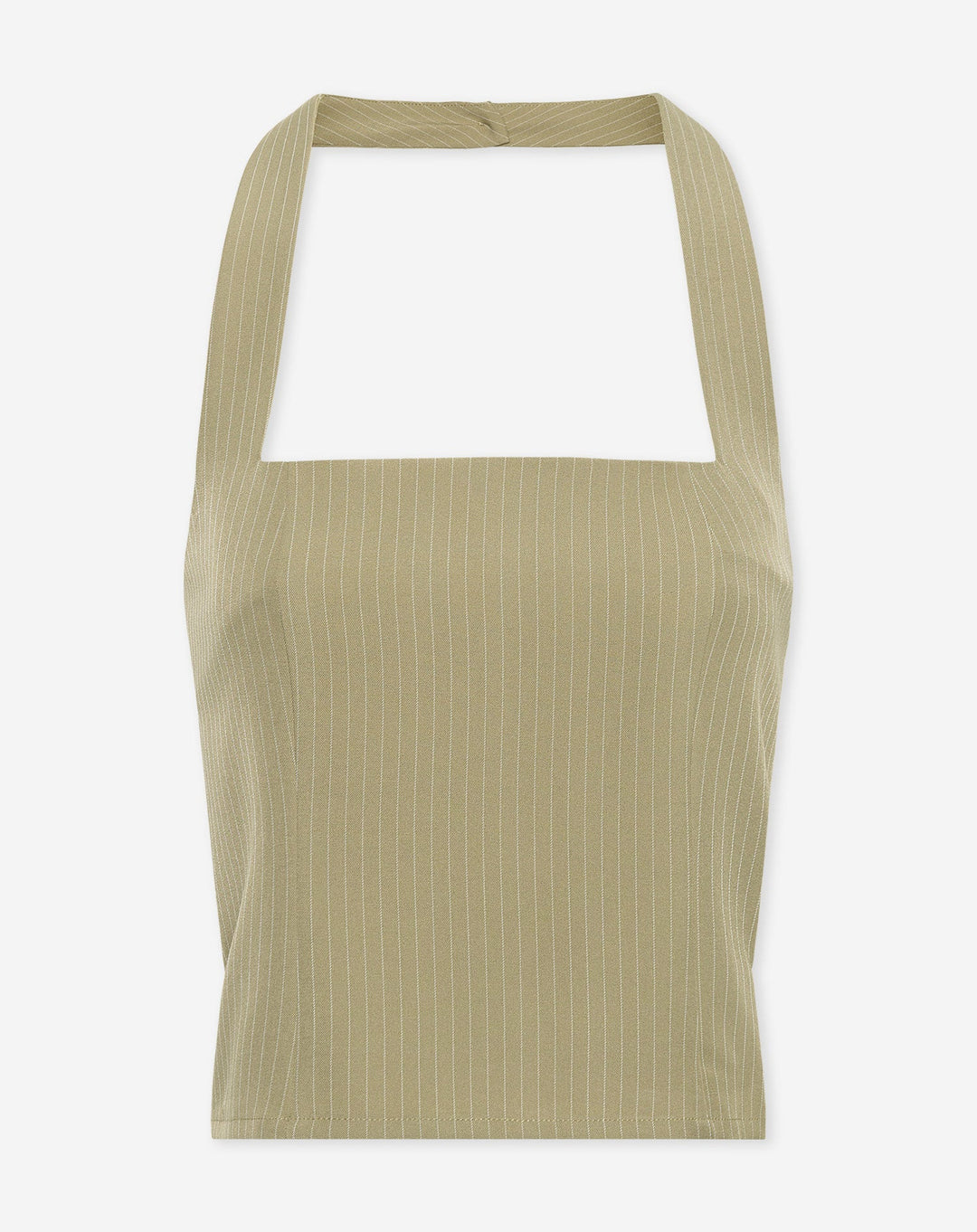 TOP HALTER SELLER PIN STRIPE OLIVE