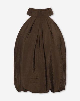 TOP HALTER À HEM BUBBLE LUX BRUN